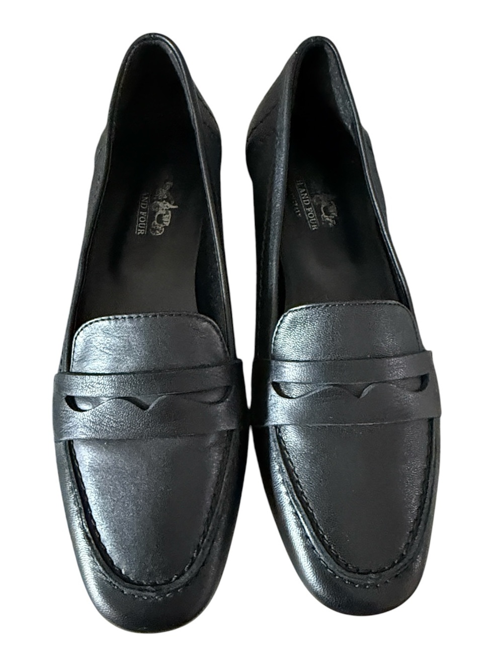 Coach and Four Black Leather Penny Loafers Women Size 8 Minimalist